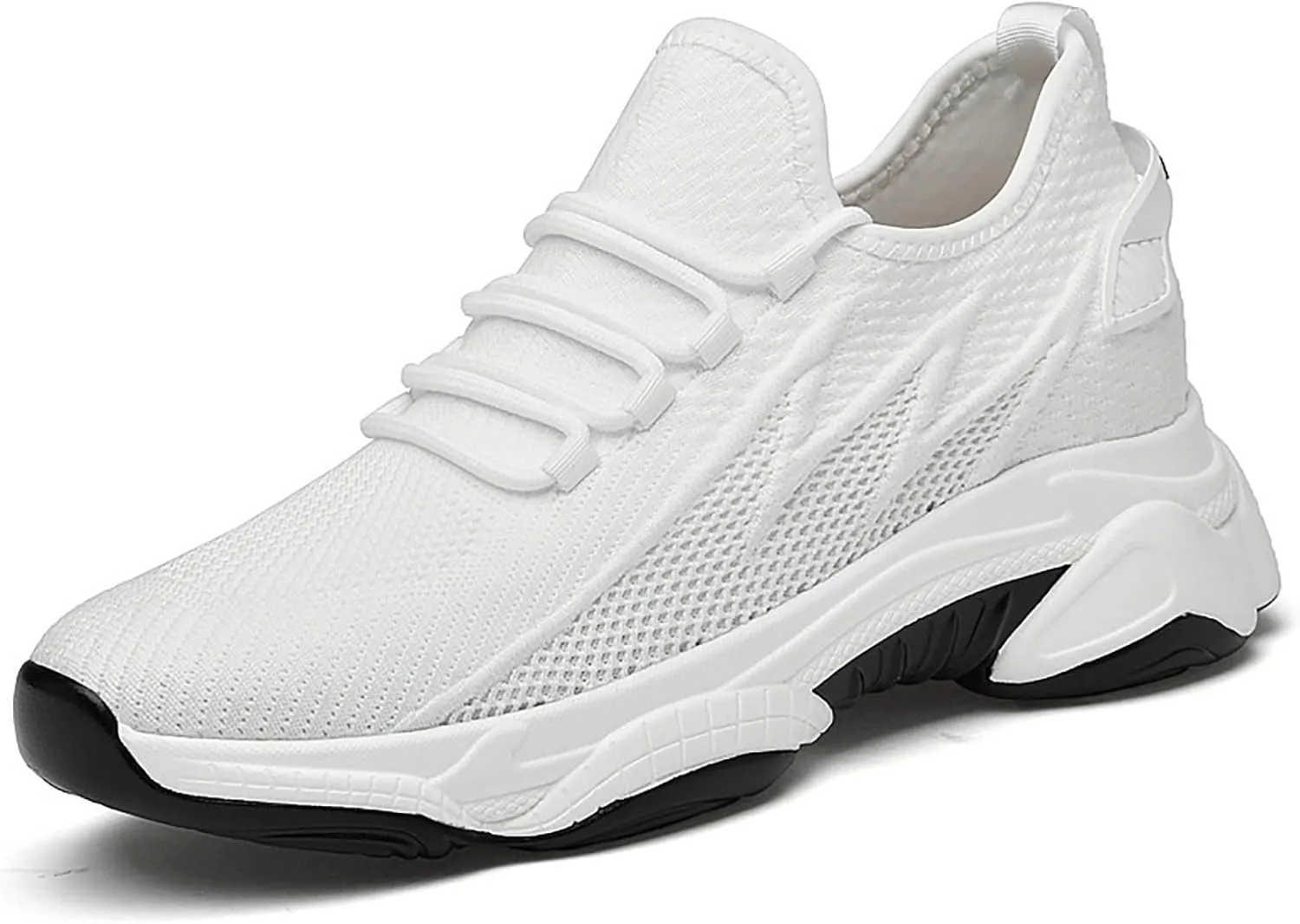 Men's Running Walking Tennis Shoes, Lightweight Non-Slip Breathable 8cm Height Boosting Shoes for Men, Comfortable Cushioning Sneakers with Arch Support, Wide Feet Height Increasing Shoes