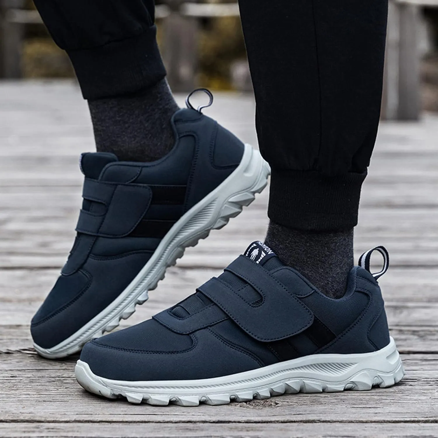 Mens Slip on Sneakers Comfortable Breathable Lightweight Casual Sneaker Non Slip Hook Loop Walking Sport Shoes Orthopedic Walking Shoes