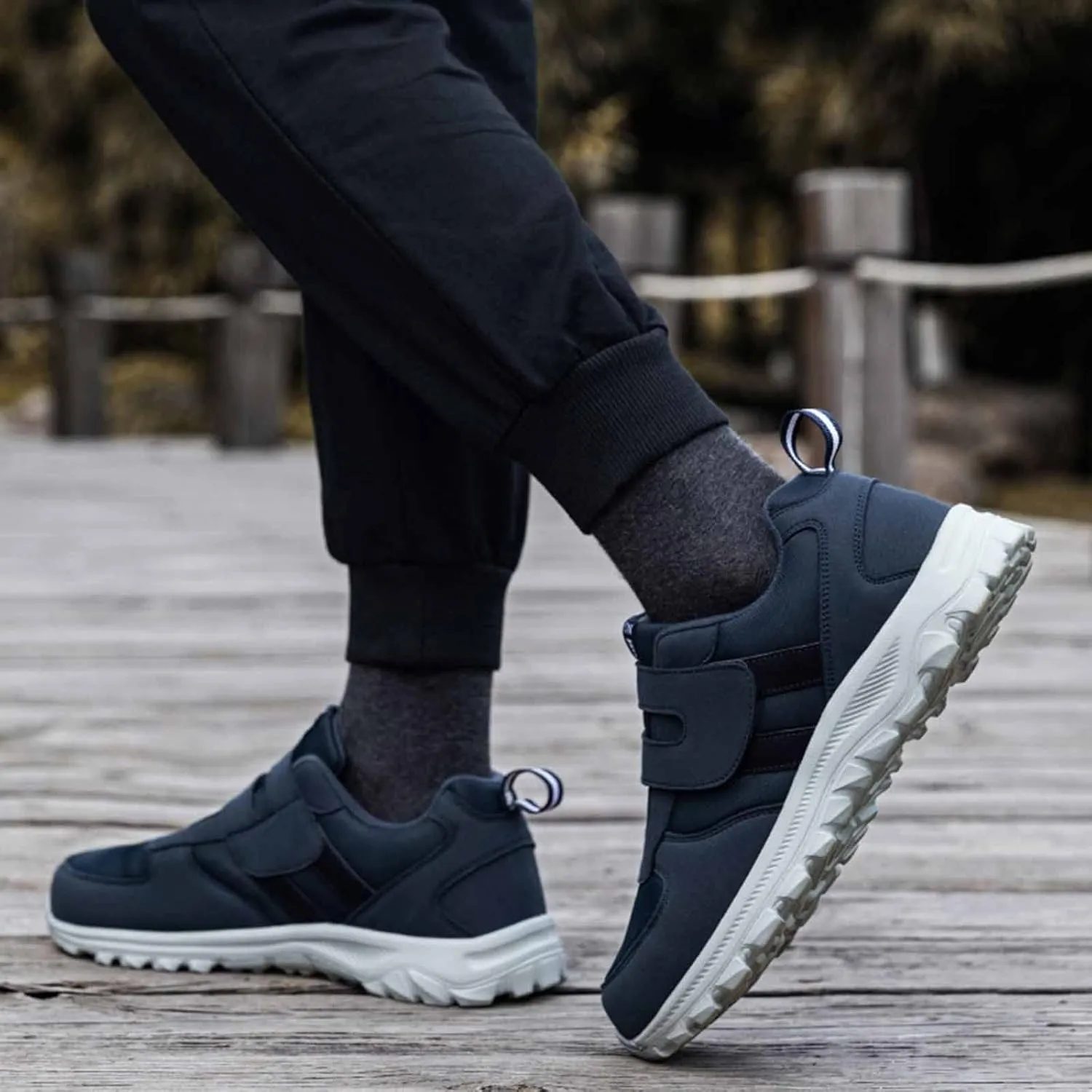 Mens Slip on Sneakers Comfortable Breathable Lightweight Casual Sneaker Non Slip Hook Loop Walking Sport Shoes Orthopedic Walking Shoes