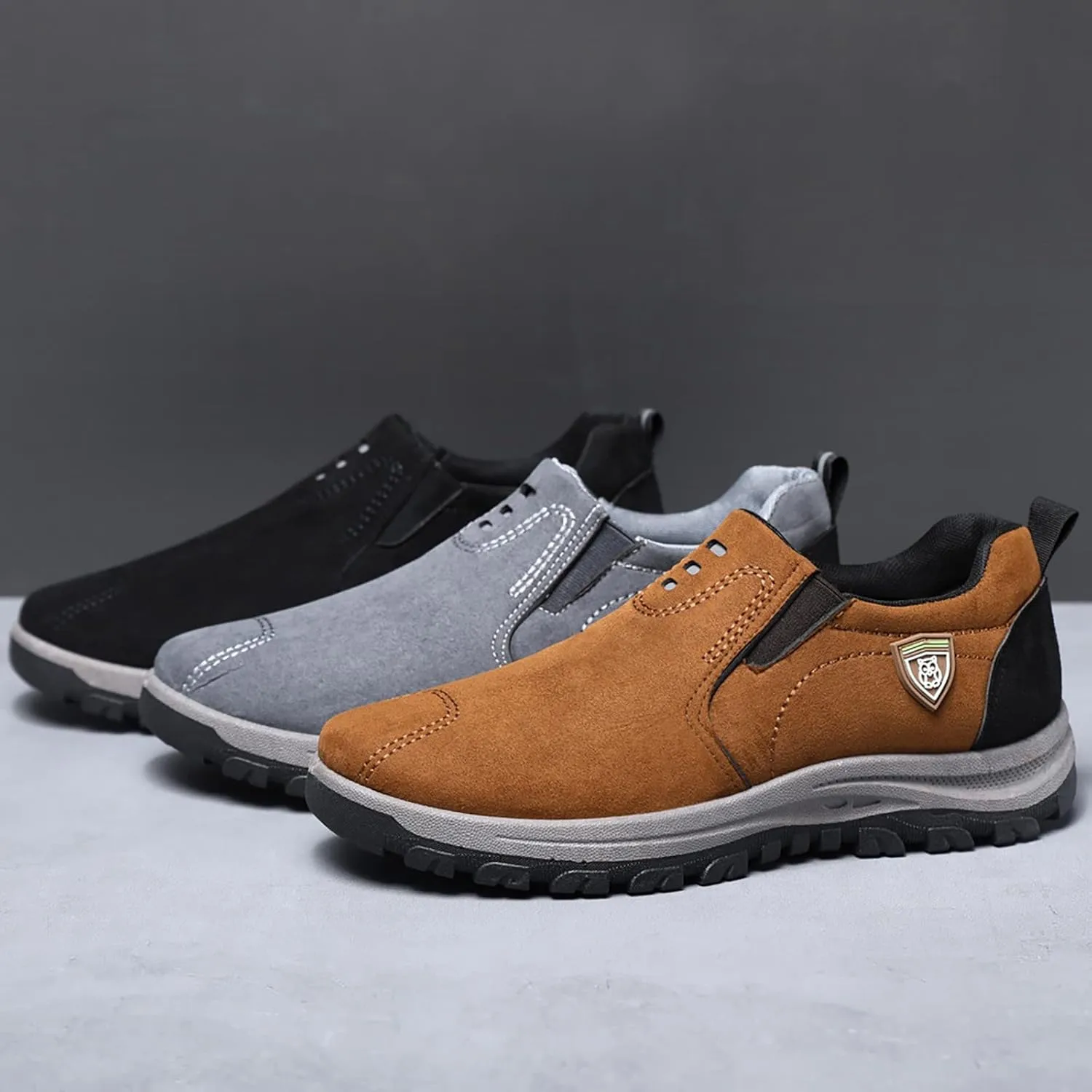 Mens Slip On Sneakers Suede Orthopedic Walking Shoes Non Slip Casual High Top Sneaker Comfortable Lightweight Breathable Running Shoes