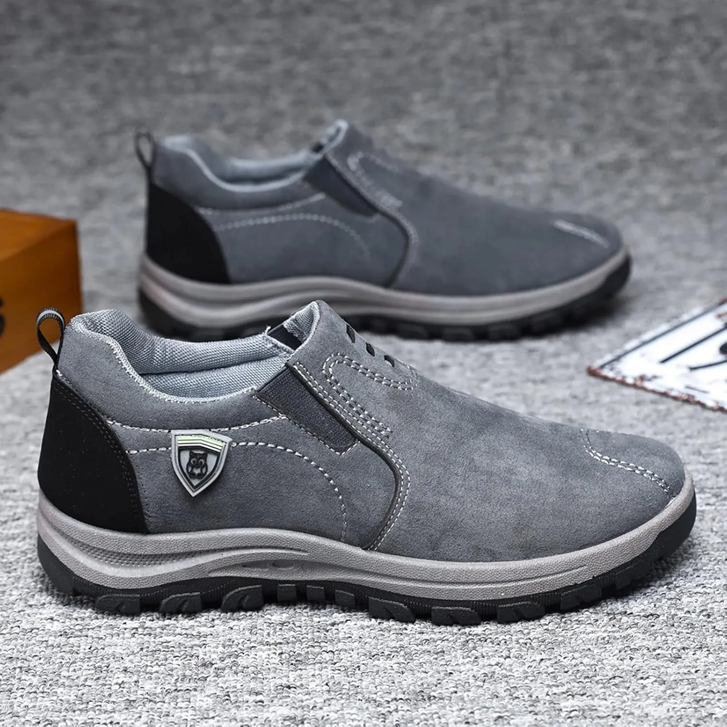 Mens Slip On Sneakers Suede Orthopedic Walking Shoes Non Slip Casual High Top Sneaker Comfortable Lightweight Breathable Running Shoes