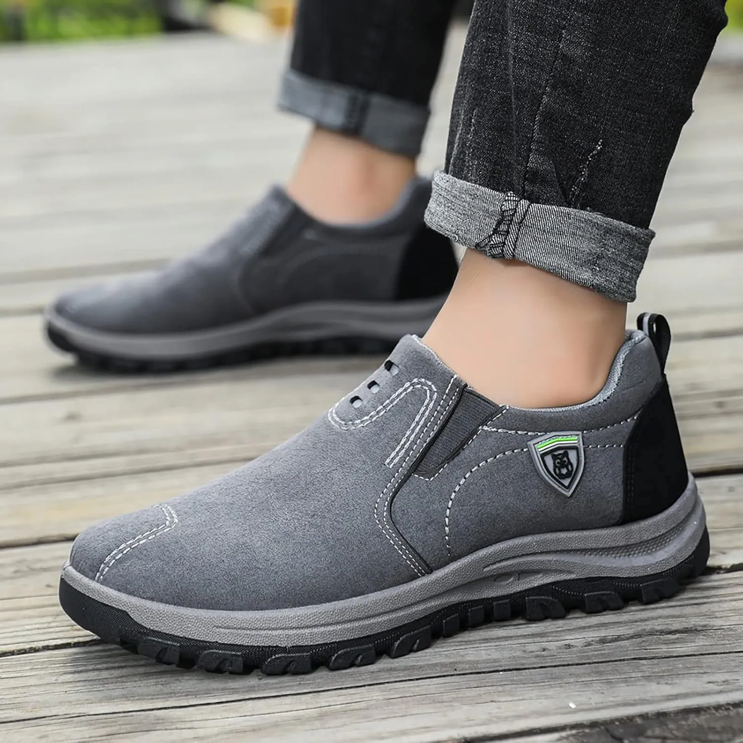 Mens Slip On Sneakers Suede Orthopedic Walking Shoes Non Slip Casual High Top Sneaker Comfortable Lightweight Breathable Running Shoes