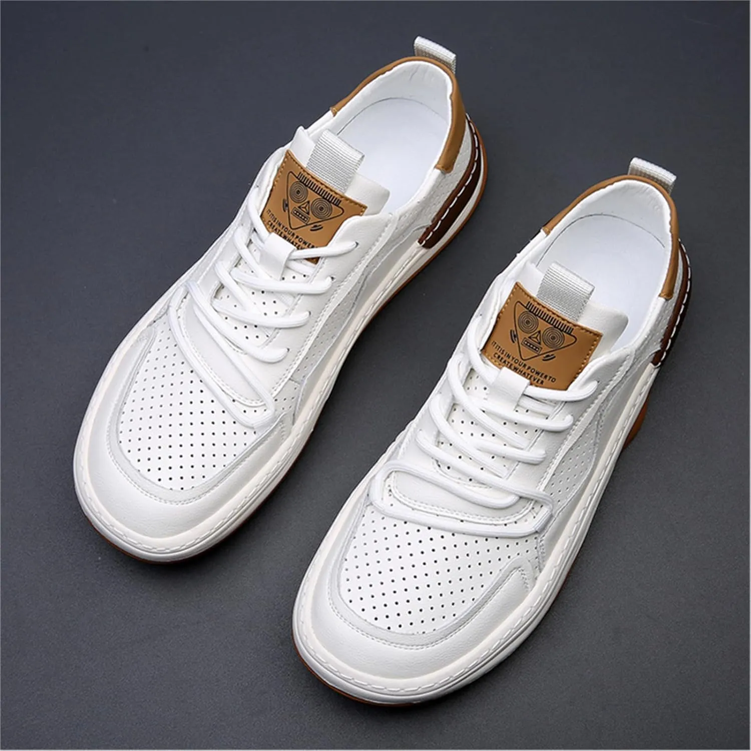 Men's Sneakers Fashion Genuine Leather Breathable Casual Shoes Dress Sneaker Oxford Shoes