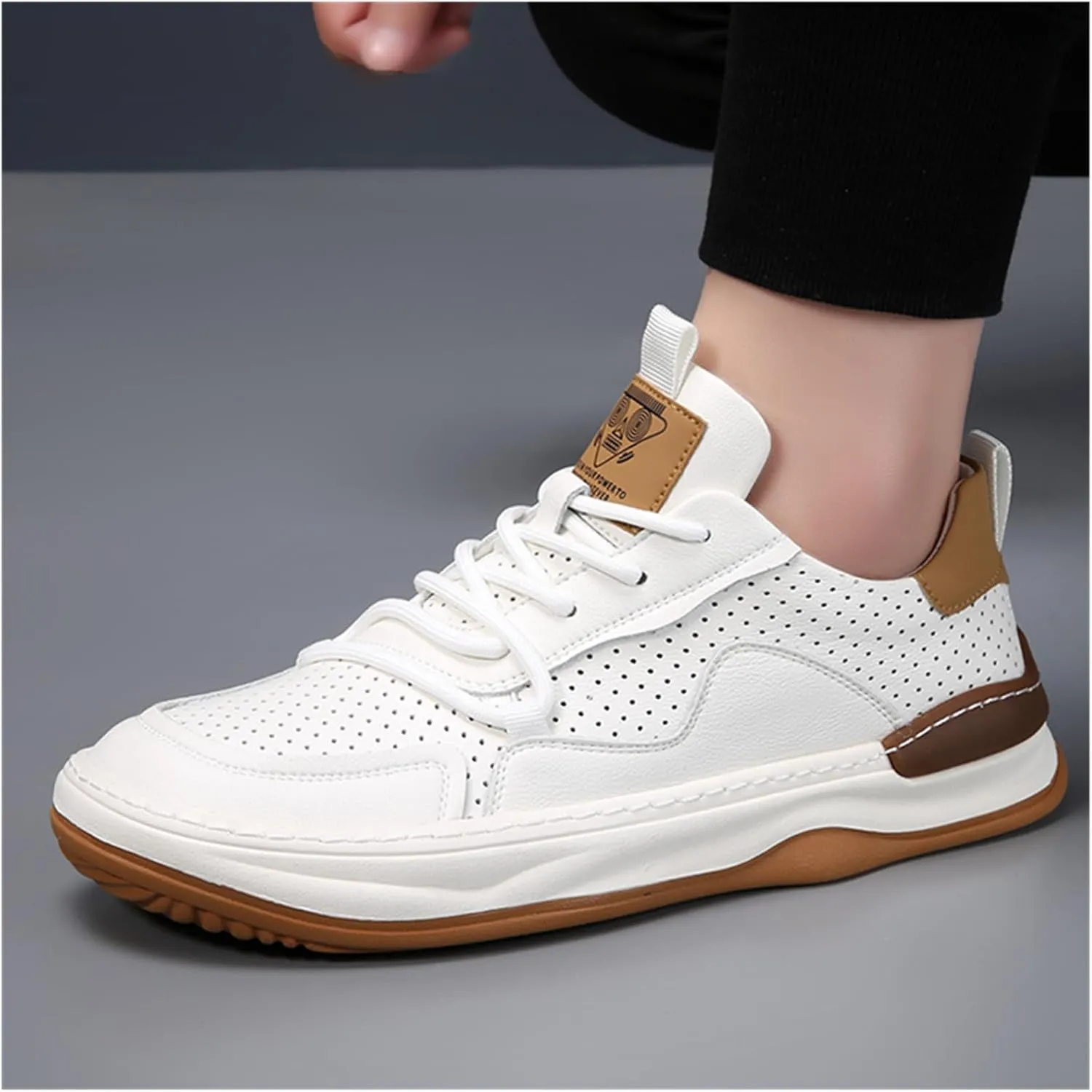 Men's Sneakers Fashion Genuine Leather Breathable Casual Shoes Dress Sneaker Oxford Shoes