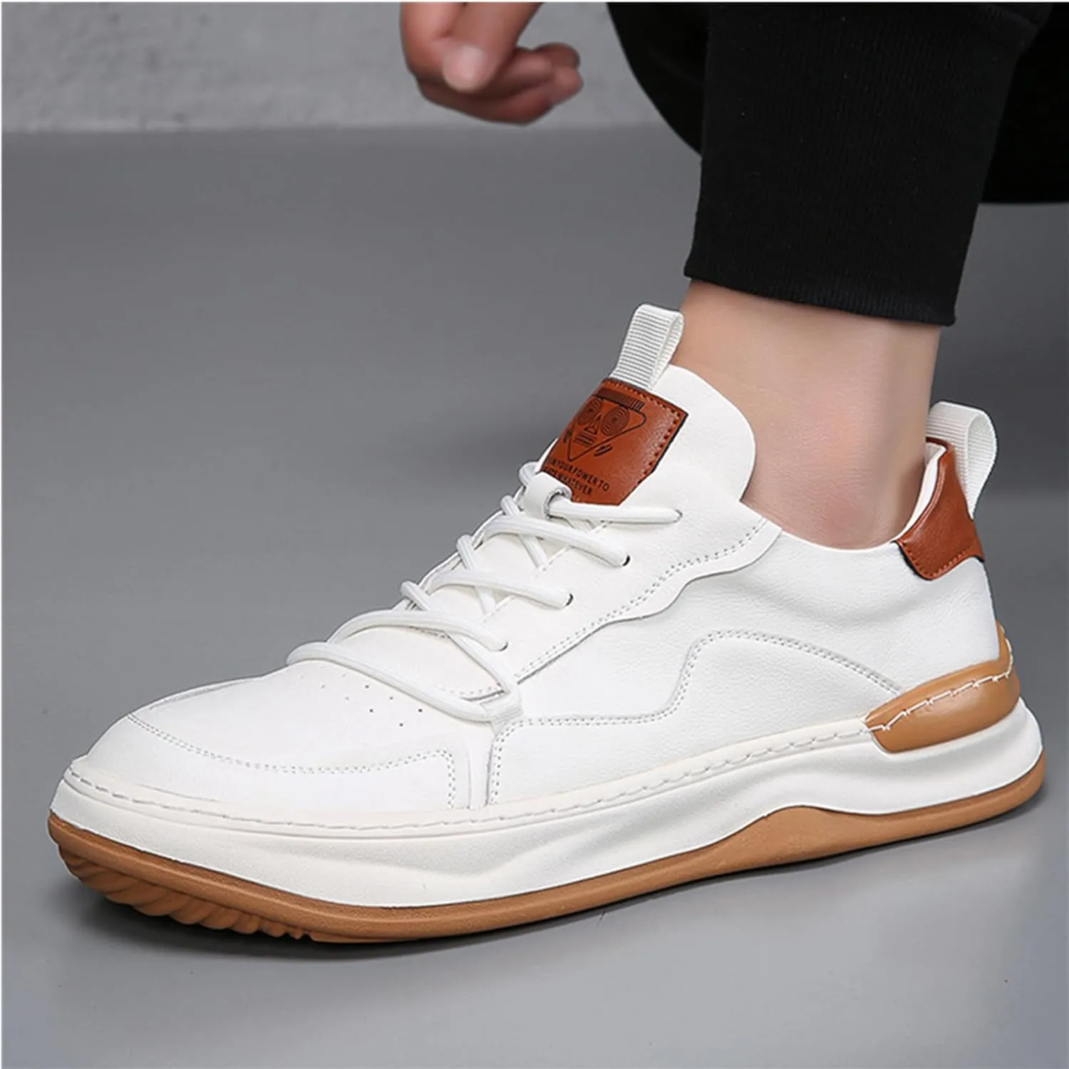 Men's Sneakers Fashion Genuine Leather Breathable Casual Shoes Dress Sneaker Oxford Shoes