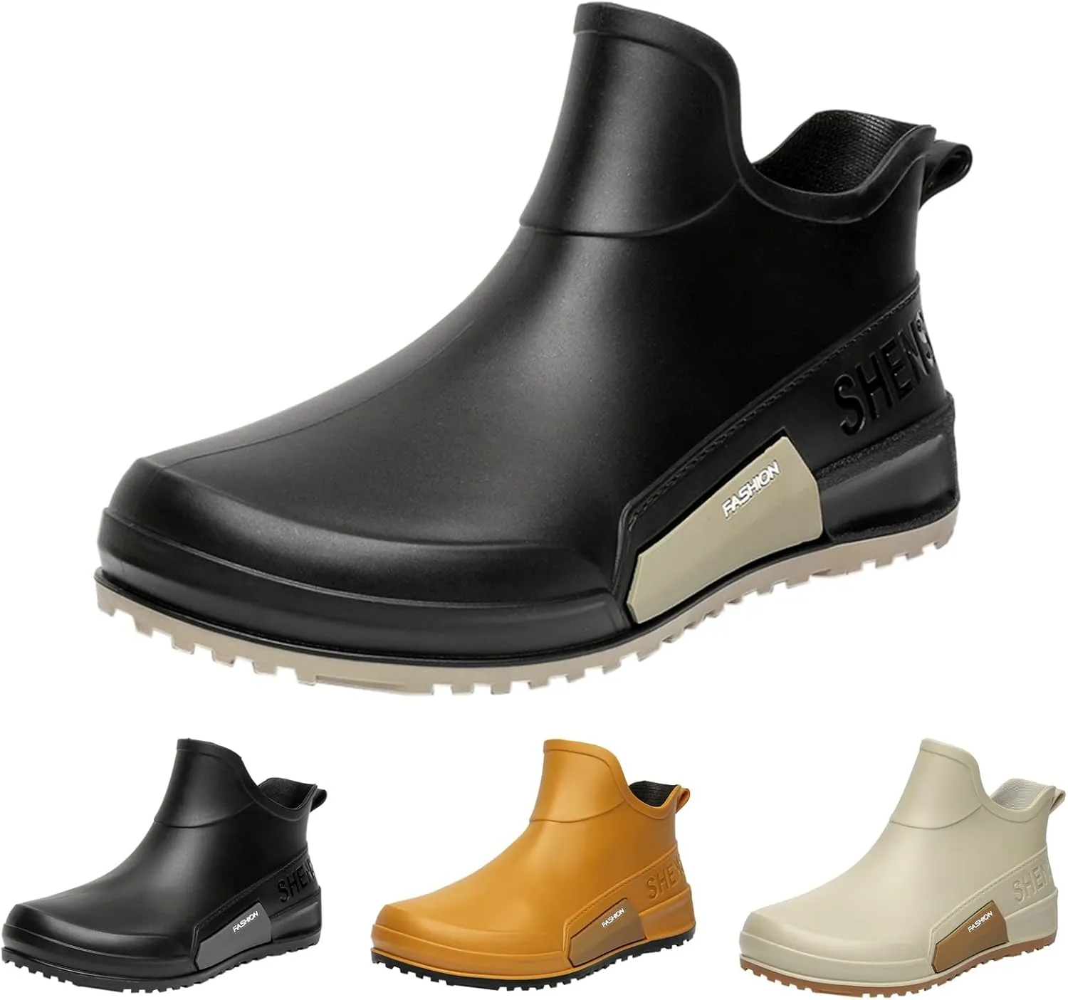 Mid Calf Rain Boots Women Mens Grounded Footwear Booties for Woman Slip On Barefoot Shoes Women's Ankle Rain Boots Rubber Fishing Deck Womens Boots Fall 2024