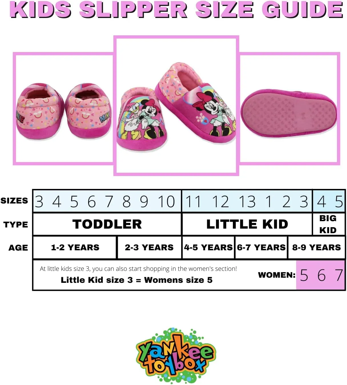 Minnie Mouse Toddler Girl's Plush A-Line Slippers