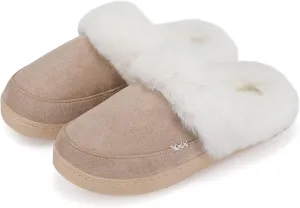 NineCiFun Women's and Men's Suede House Slippers Slip on Fuzzy Slippers with Faux Fur Lining Indoor Outdoor Home Shoes with Rubber Sole