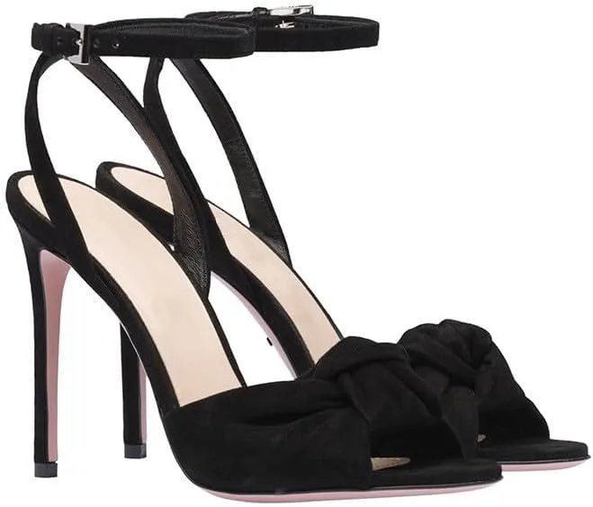 onlymaker Women's Peep Toe Open-back Ankle Sandals Cross Buckle Strap Cute Bowknot Stiletto High Heel Sandals