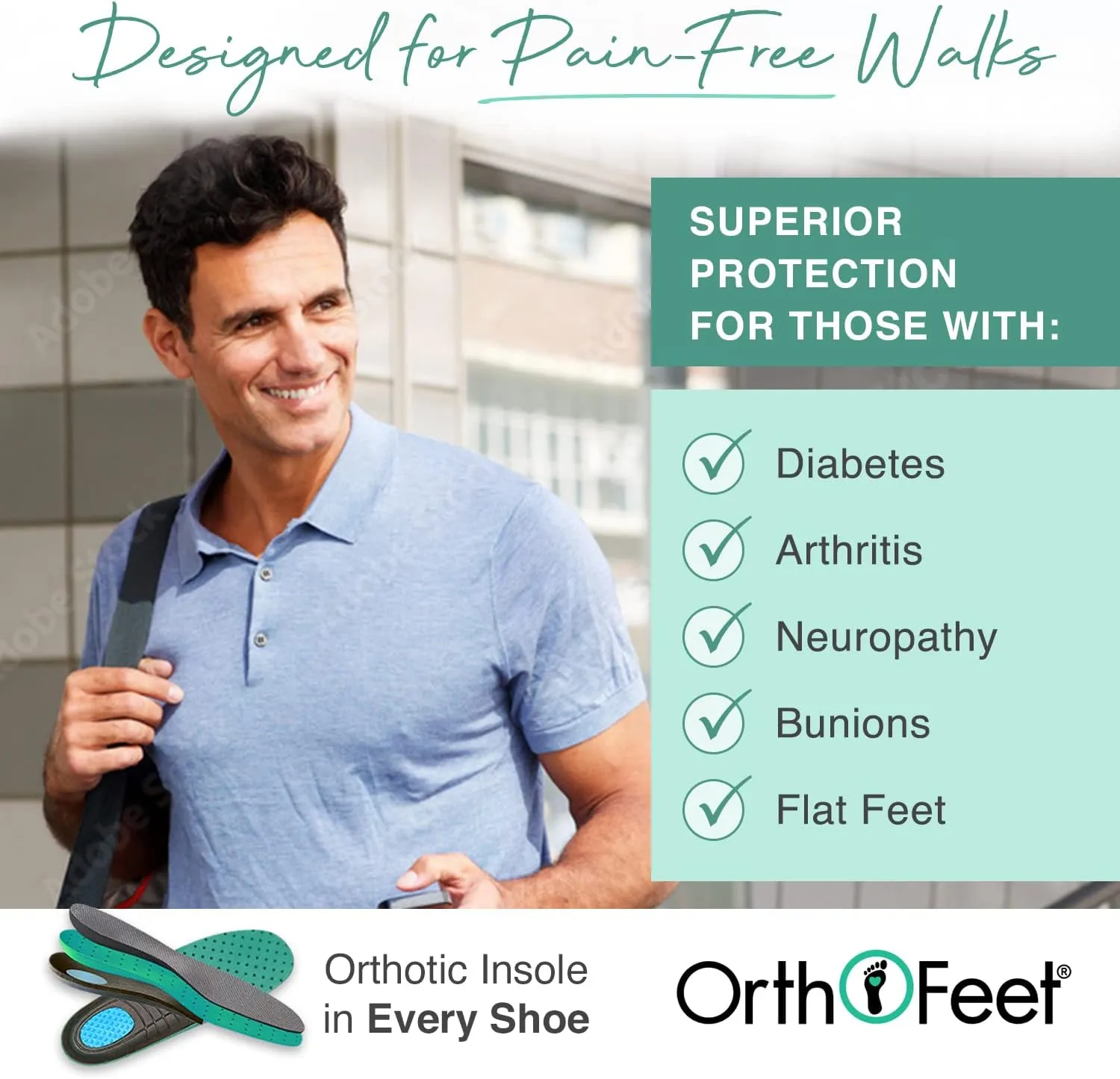 Orthofeet Men's Orthopedic Leather Leo Casual Shoes