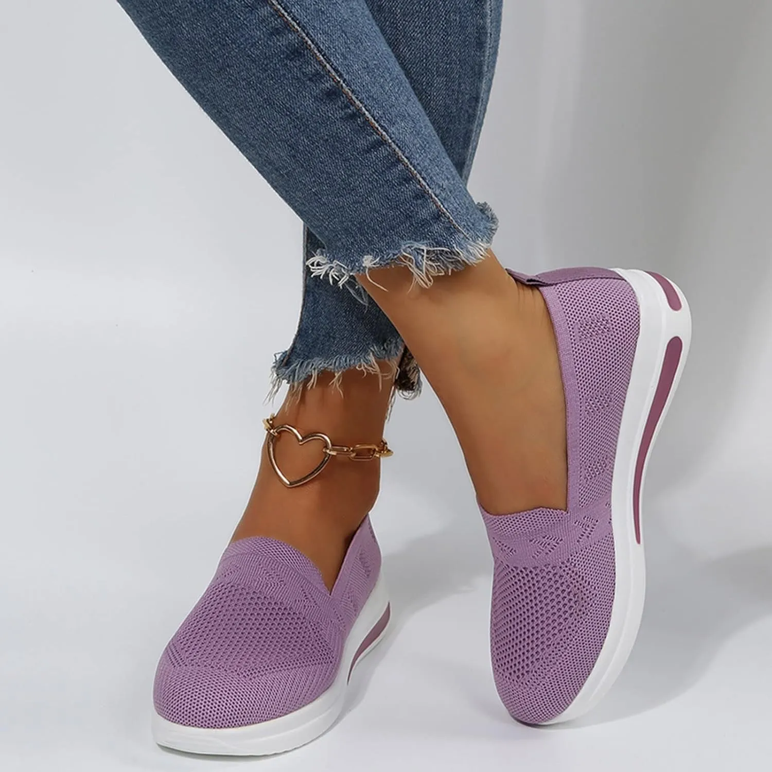 Orthopedic Shoes for Women Slip on Sneakers Woven Arch Support Breathable Walking Shoes Comfort Non Slip Work Sneakers
