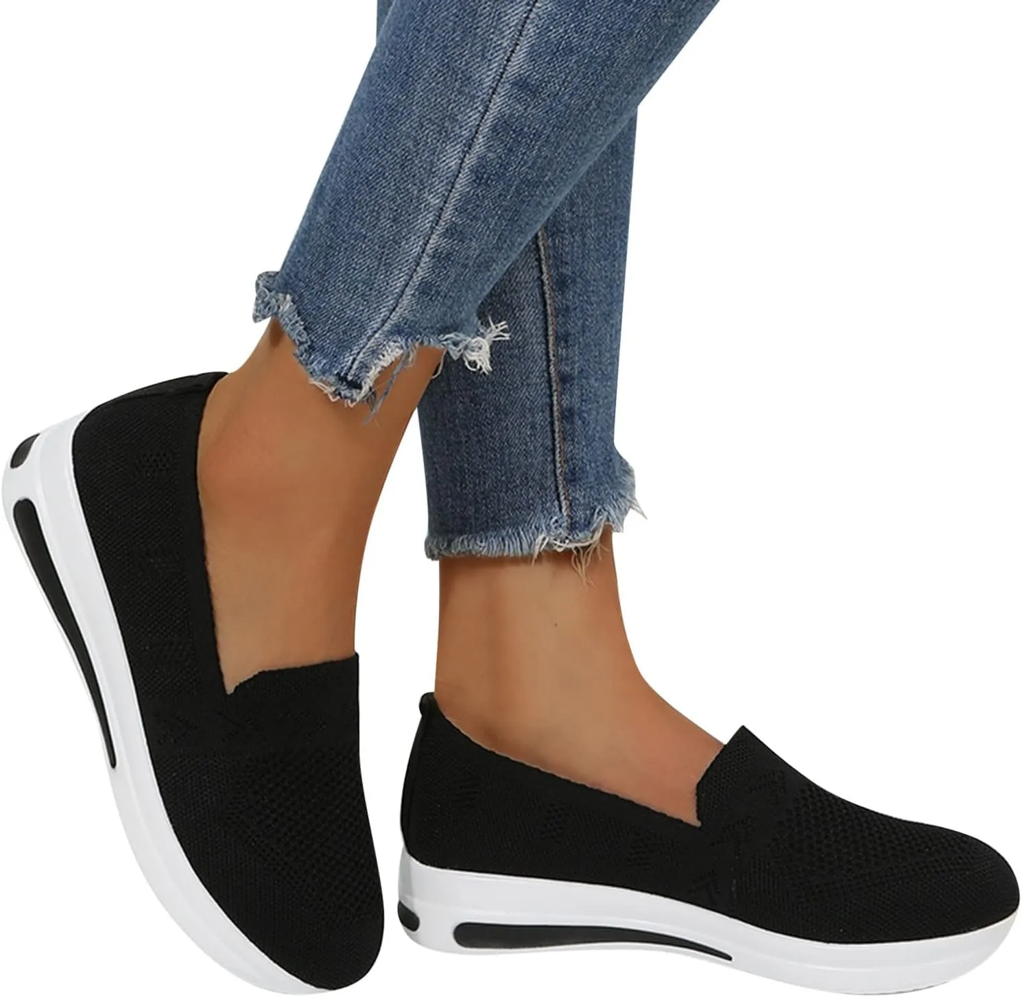 Orthopedic Shoes for Women Slip on Sneakers Woven Arch Support Breathable Walking Shoes Comfort Non Slip Work Sneakers