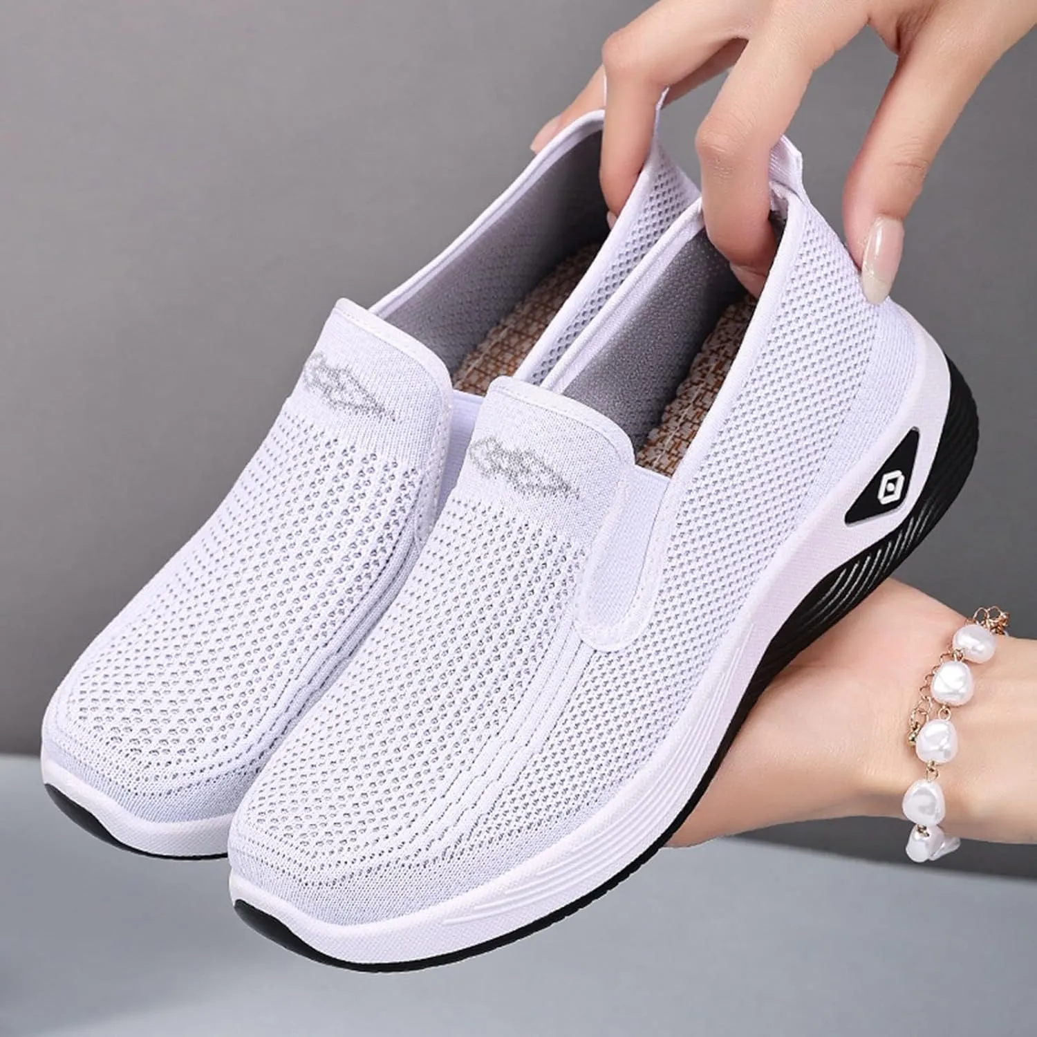 Orthopedic Sneakers for Women Arch-Support Mesh Slip on Comfortable Cushion Sneaker Casual Wide Width Walking Shoes