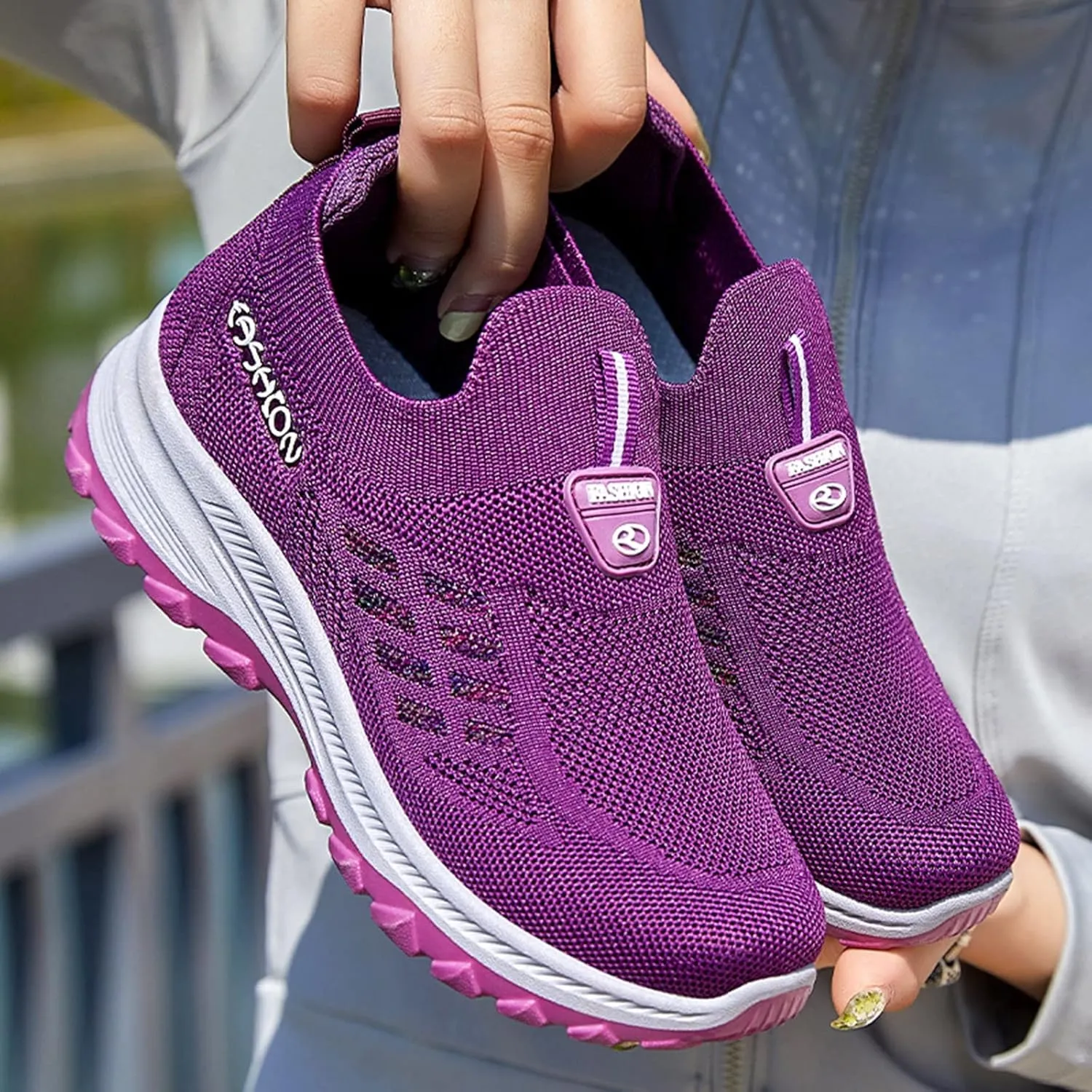 Orthopedic Sneakers for Women Mesh Comfortable Woven Sneaker Breathable Slip On Walking Shoes with Arch Support Wide Width Casual Shoes