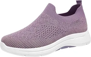 Orthopedic Walking Shoes for Women,2025 New Orthowalkway Womens Shoes,Non-Slip Arch Support Slip on Shoes Woven Orthopedic Breathable Walking Sneaker