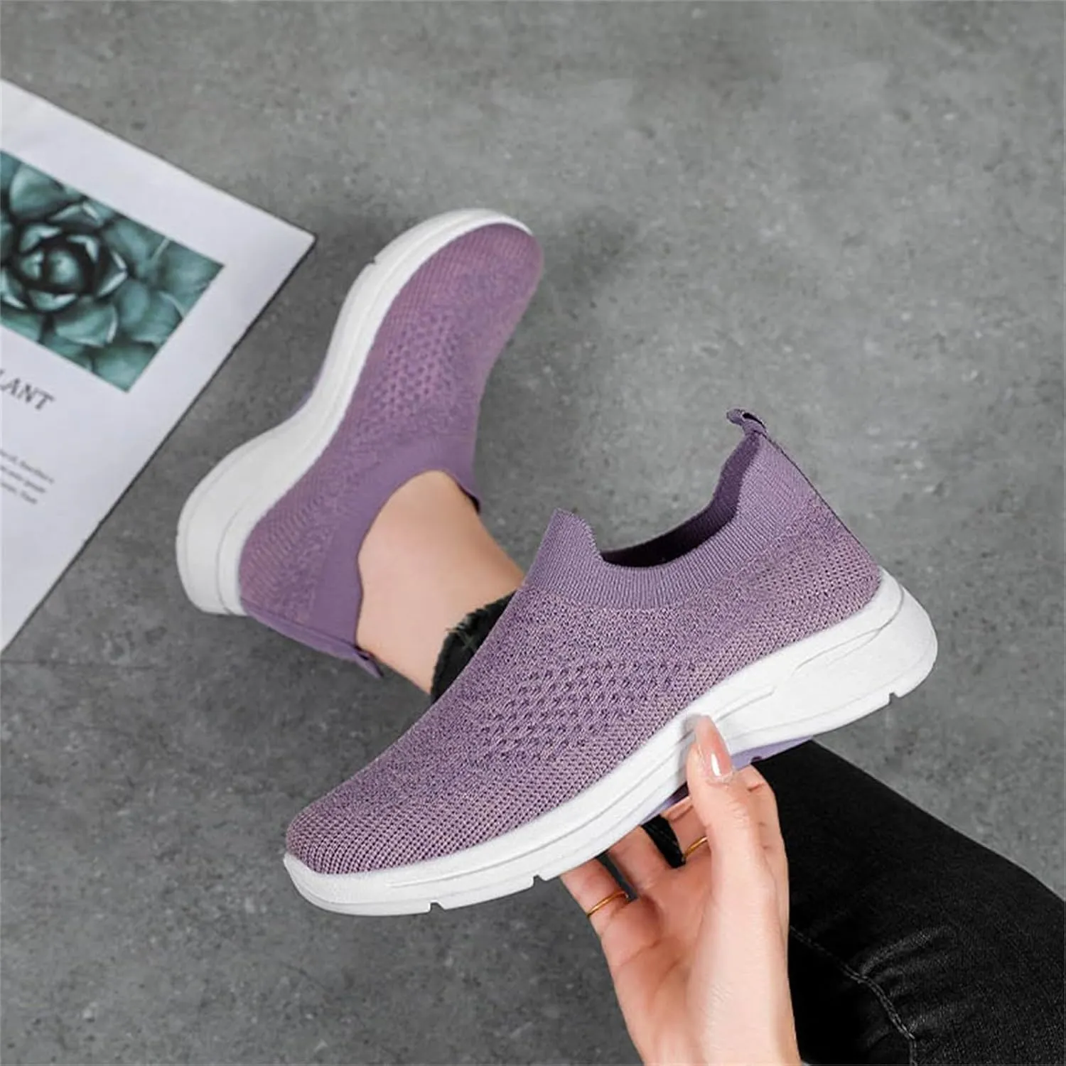 Orthopedic Walking Shoes for Women,2025 New Orthowalkway Womens Shoes,Non-Slip Arch Support Slip on Shoes Woven Orthopedic Breathable Walking Sneaker