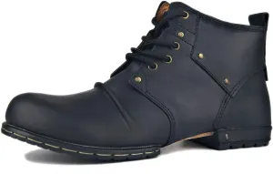 OSSTONE Moto Boots for Men Fashion lace-up Leather Chukka Boots Casual Shoes OS-6015-2-AM-US-R