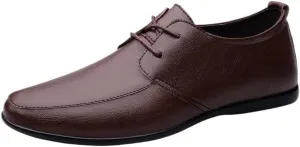 Oxford Leather Shoes for Men, Leather Shoes Business Dress Shoes All-Match Casual Shock-Absorbing Wear-Resistant Footwear Breathable Black Driving Shoes