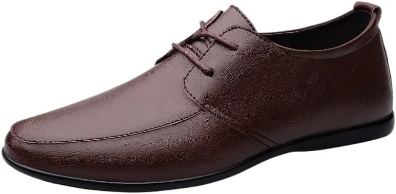 Oxford Leather Shoes for Men, Leather Shoes Business Dress Shoes All-Match Casual Shock-Absorbing Wear-Resistant Footwear Breathable Black Driving Shoes