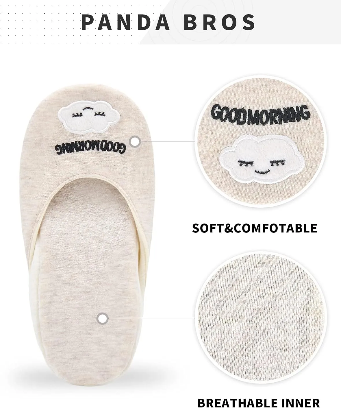 Panda Bros Women's Ballerina House Slippers,Anti-Skid Comfy Warm Ballet Style Slippers