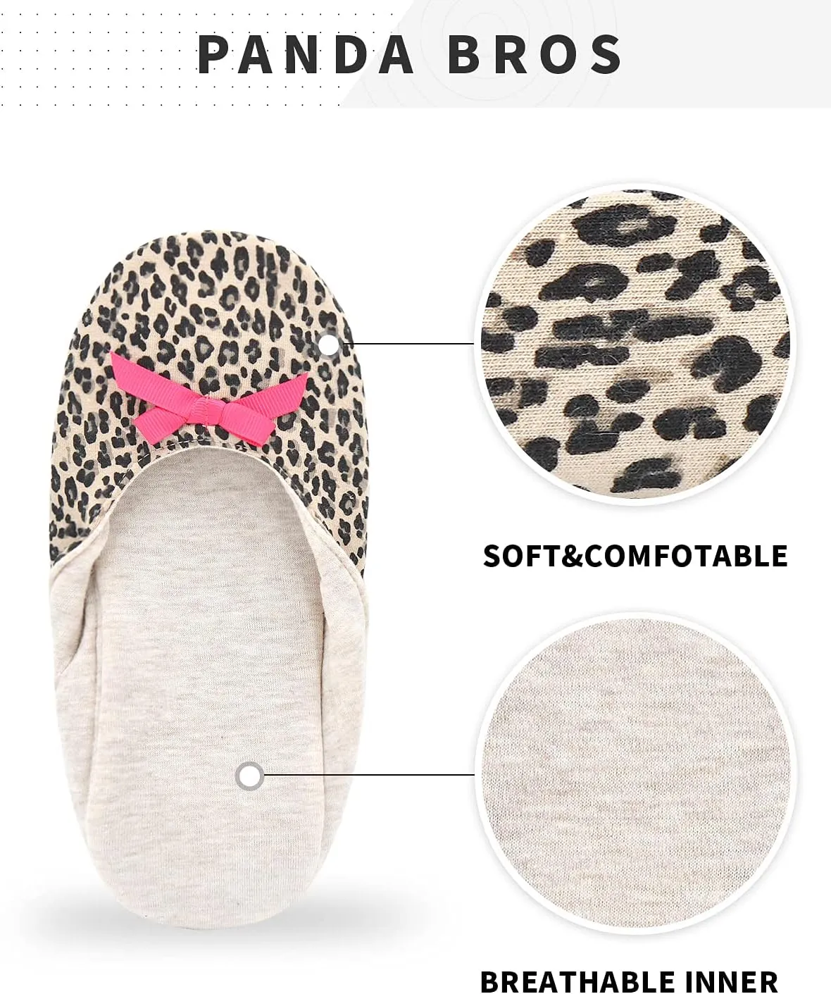 Panda Bros Women's Ballerina House Slippers,Anti-Skid Comfy Warm Ballet Style Slippers