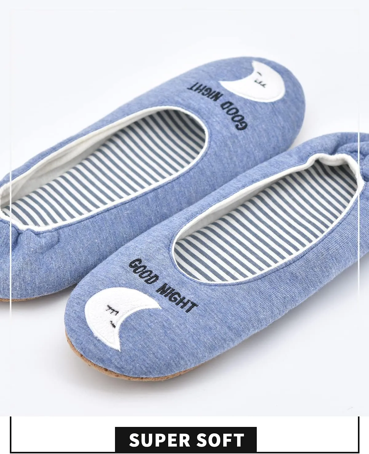 Panda Bros Women's Ballerina House Slippers,Anti-Skid Comfy Warm Ballet Style Slippers