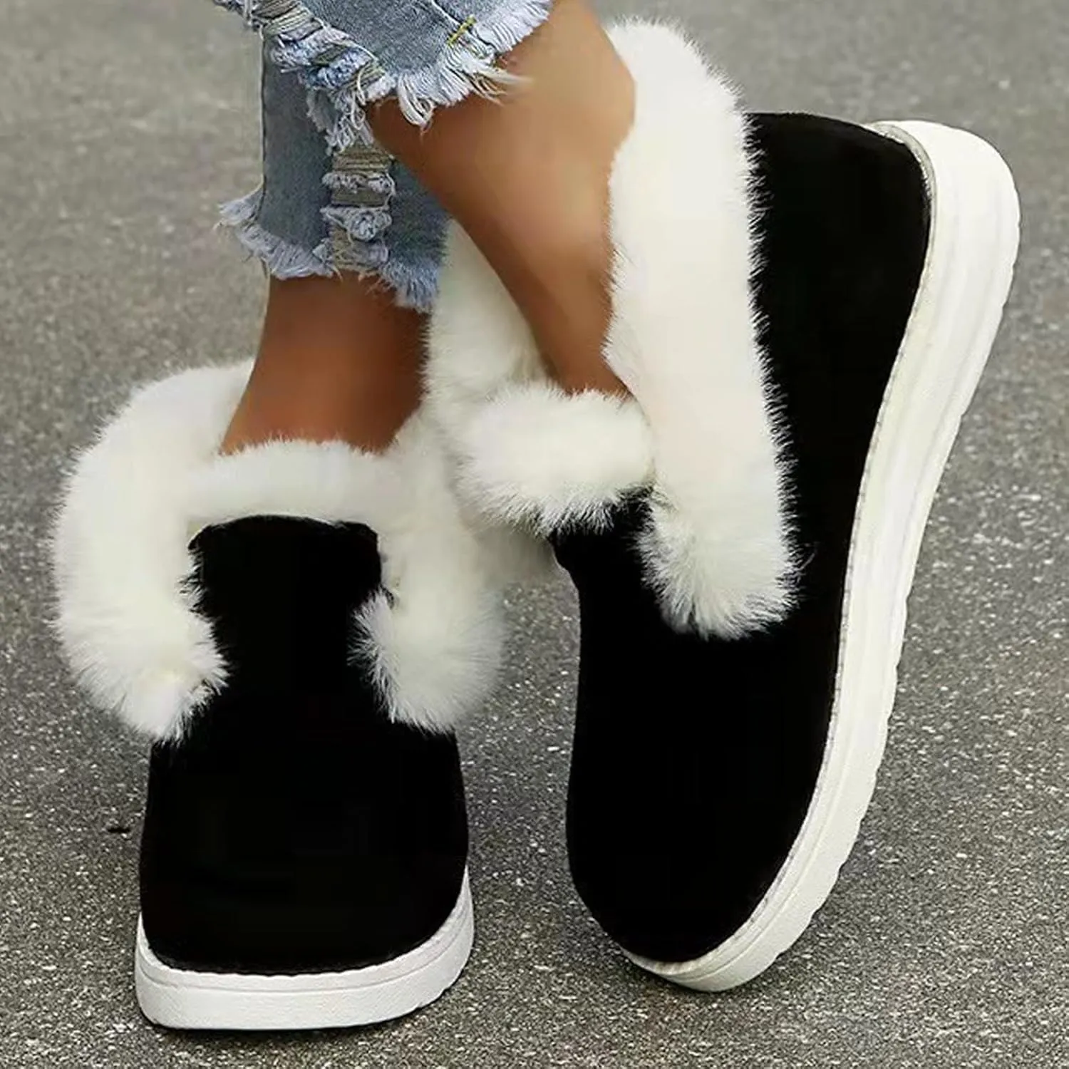 Pubyfun Senior Comfy Winter Ankle Boots Women, Ladies Warm and Comfortable Casual Snow Boots, Fur Lined Warm Slip