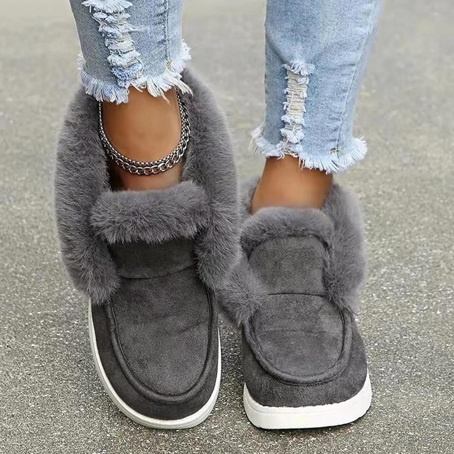 Pubyfun Senior Comfy Winter Ankle Boots Women, Ladies Warm and Comfortable Casual Snow Boots, Fur Lined Warm Slip