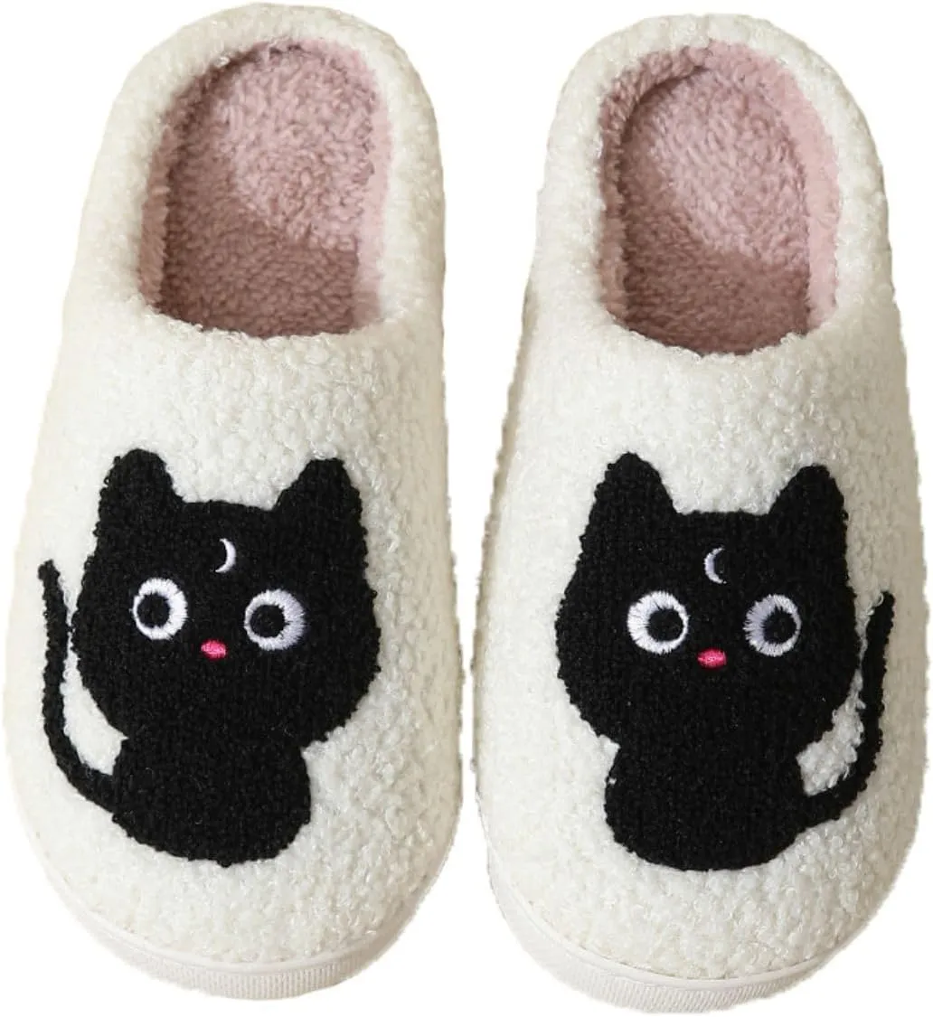 QSKPC animal slippers for women Fluffy Plush Slippers Cute Cartoon House Slipper Fruit Slippers for Womens Mens Plush Soft Memory Foam House Shoes
