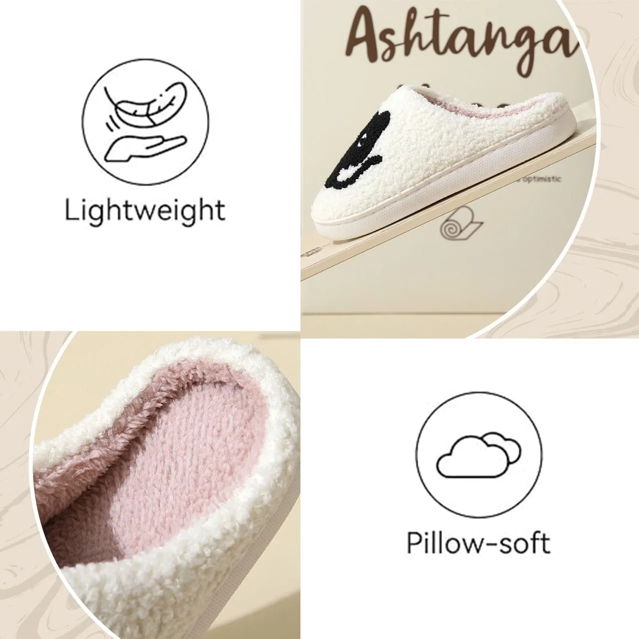 QSKPC animal slippers for women Fluffy Plush Slippers Cute Cartoon House Slipper Fruit Slippers for Womens Mens Plush Soft Memory Foam House Shoes