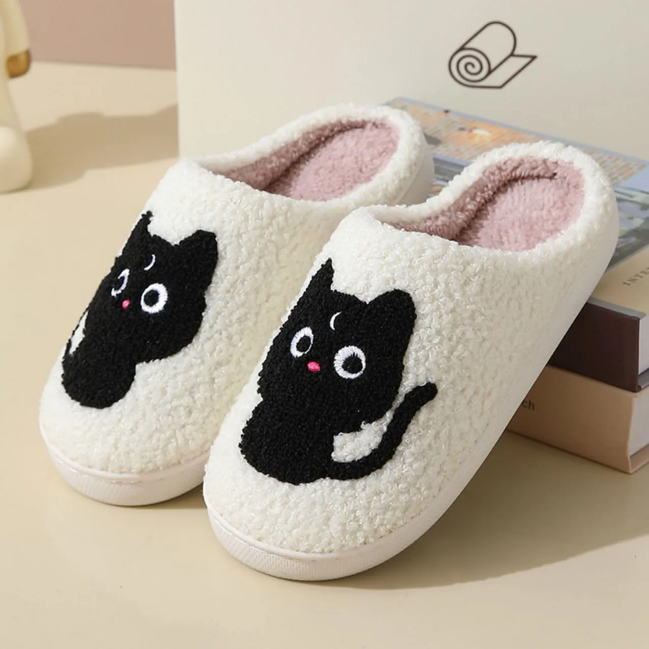QSKPC animal slippers for women Fluffy Plush Slippers Cute Cartoon House Slipper Fruit Slippers for Womens Mens Plush Soft Memory Foam House Shoes