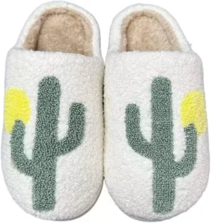 QSKPC Happy Cute Furry Bear Slippers Rainbow Cozy House Slippers Strawberry Clouds Plush Slippers Vintage Women Cowboy Boots Cowboy Hat Slippers Winter Indoor Outdoor Warm Slippers