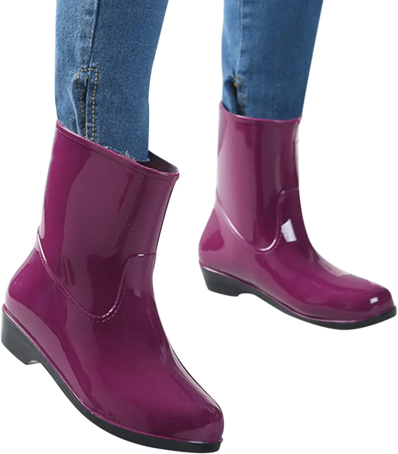 Rain Boots for Women Waterproof Mid Calf Rain Boots Garden Shoes Outdoor Rubber Shoes for Hunting Gardening Farming