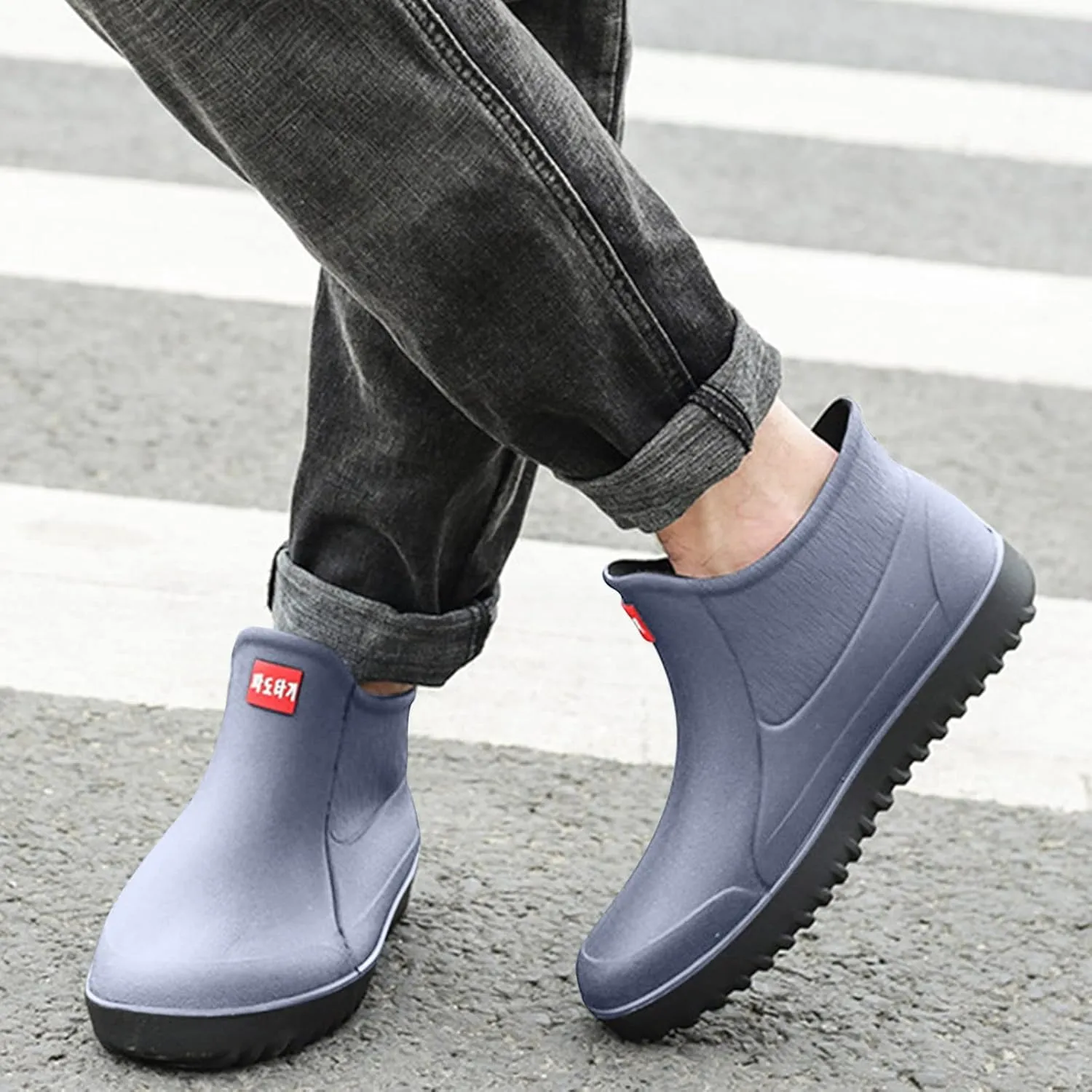 Rain Boots Women Comfortable Mens Grounded Footwear Ruffle Ankle Booties Barefoot Shoes Casual Fall Short Rain Boots for Women Waterproof Garden Shoes Chelsea Boots