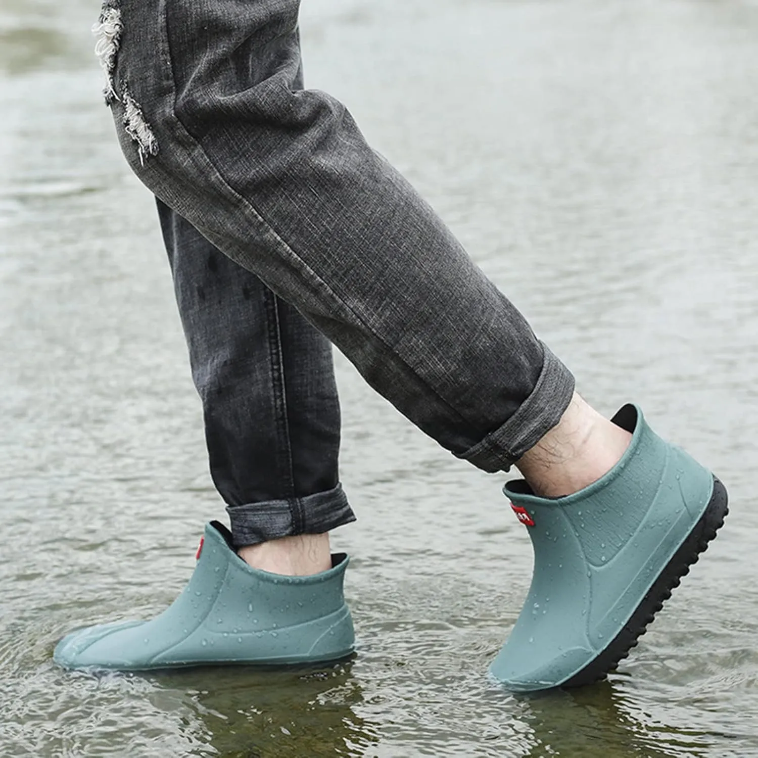 Rain Boots Women Comfortable Mens Grounded Footwear Ruffle Ankle Booties Barefoot Shoes Casual Fall Short Rain Boots for Women Waterproof Garden Shoes Chelsea Boots