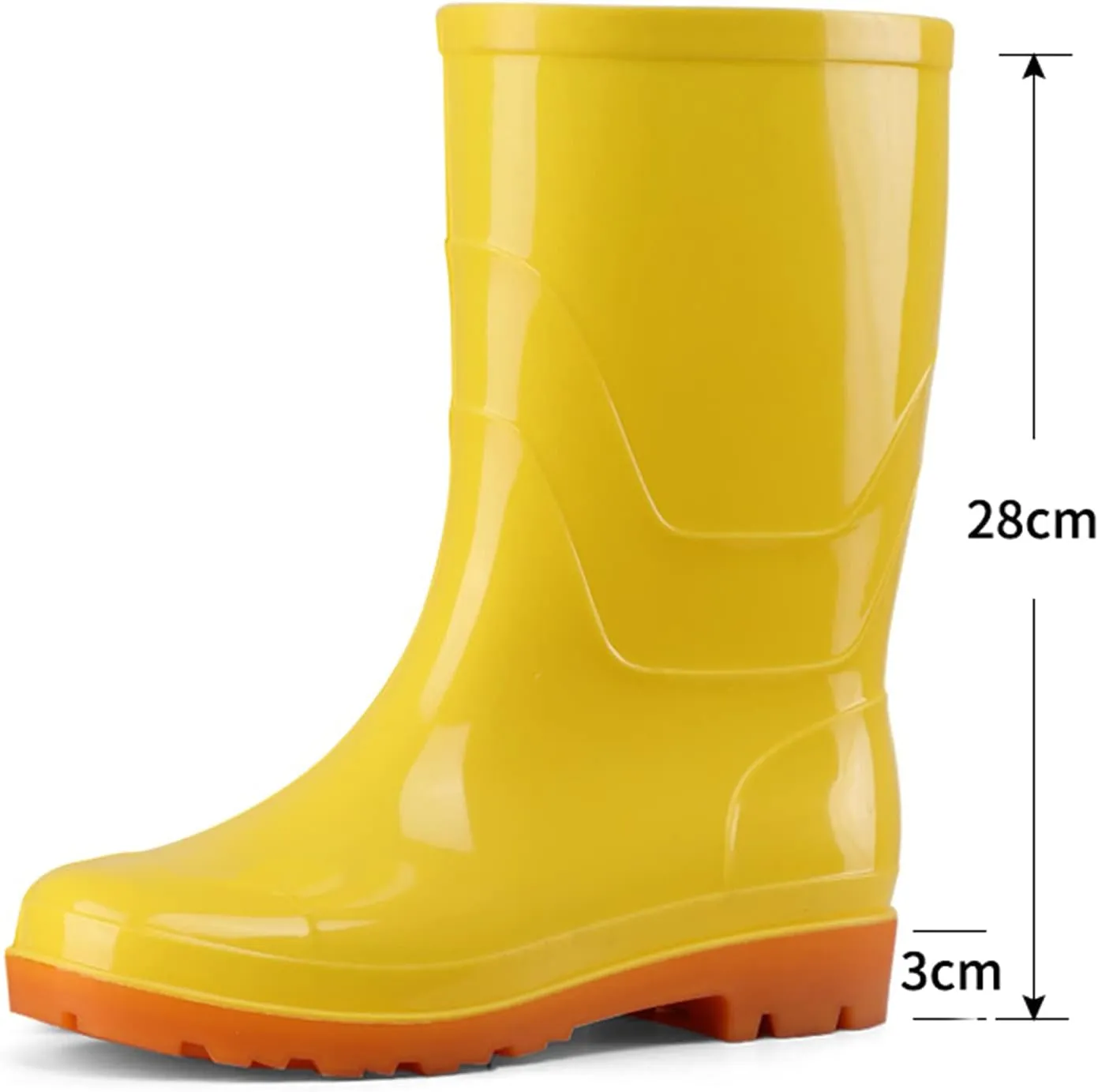 Rain Boots Women Mid-Calf Rain Shoes Wide Calf Waterproof Rubber Boots Comfortable Non Slip Short Garden Shose