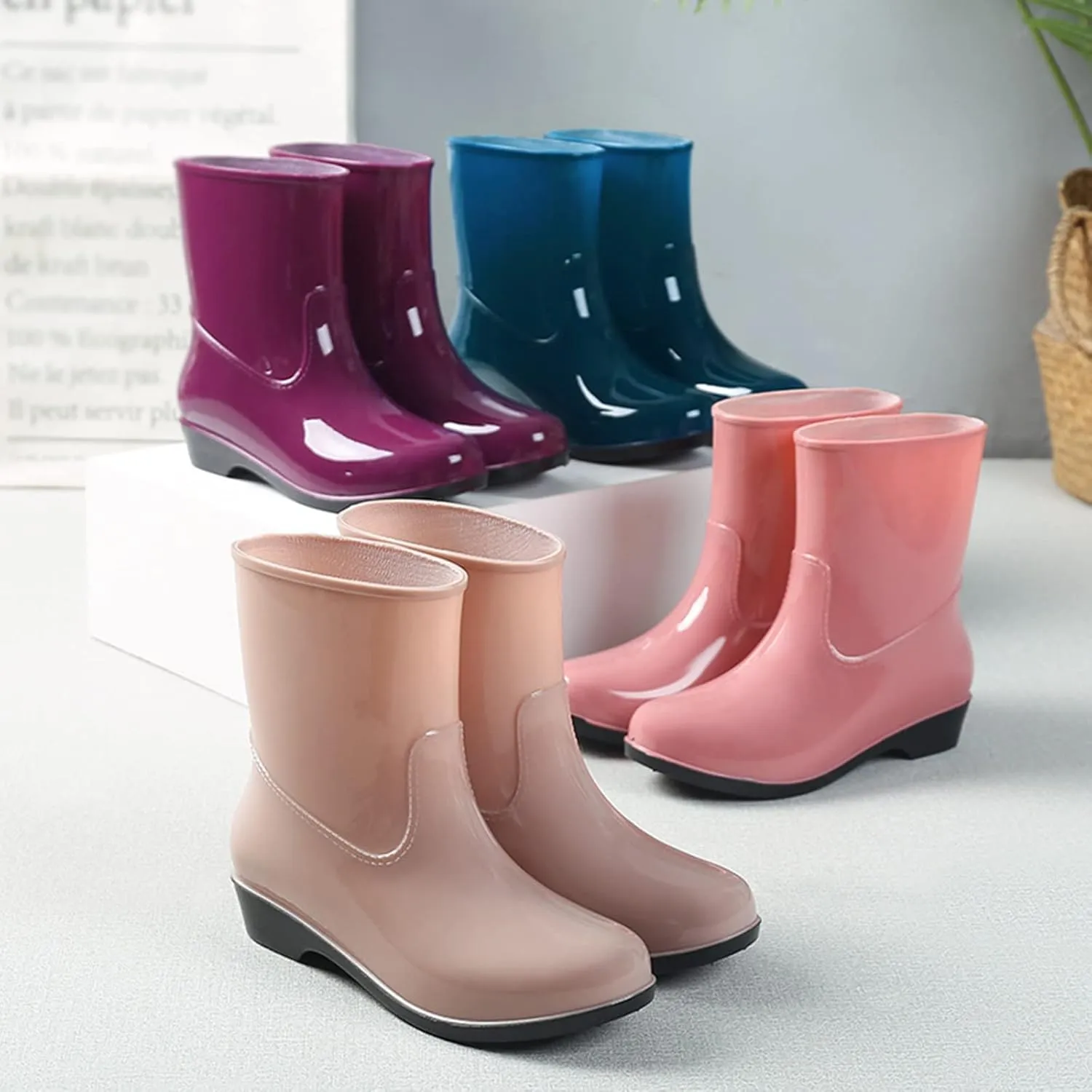 Rain Boots Women Tall Waterproof Mens Grounded Footwear Booties To Wear with Dresses Work Barefoot Shoes Packable Tall Rain Boots for Women Waterproof Chelsea Boots