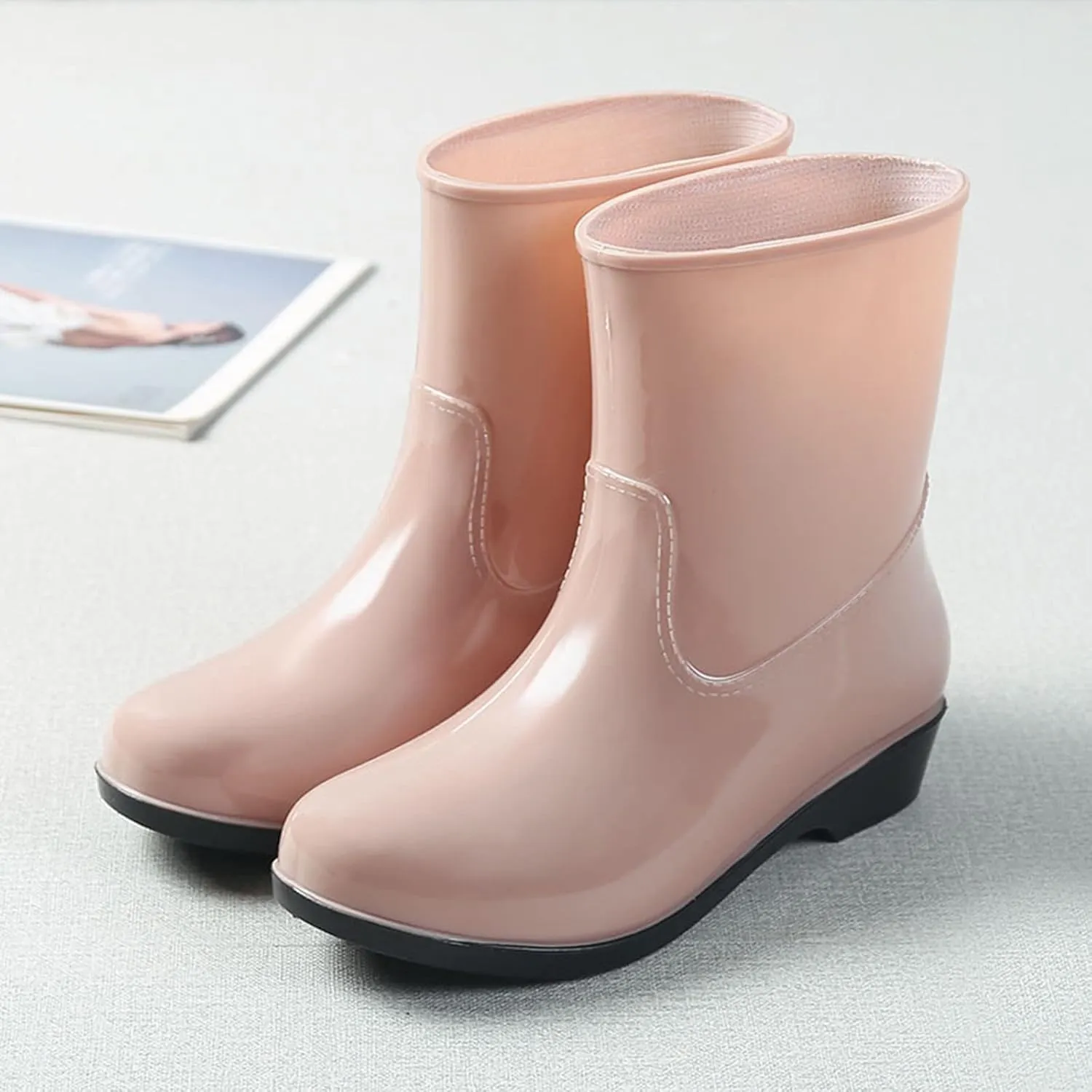 Rain Boots Women Tall Waterproof Mens Grounded Footwear Booties To Wear with Dresses Work Barefoot Shoes Packable Tall Rain Boots for Women Waterproof Chelsea Boots
