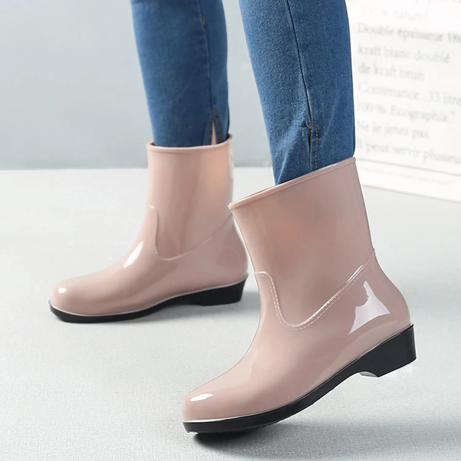 Rain Boots Women Tall Waterproof Mens Grounded Footwear Booties To Wear with Dresses Work Barefoot Shoes Packable Tall Rain Boots for Women Waterproof Chelsea Boots