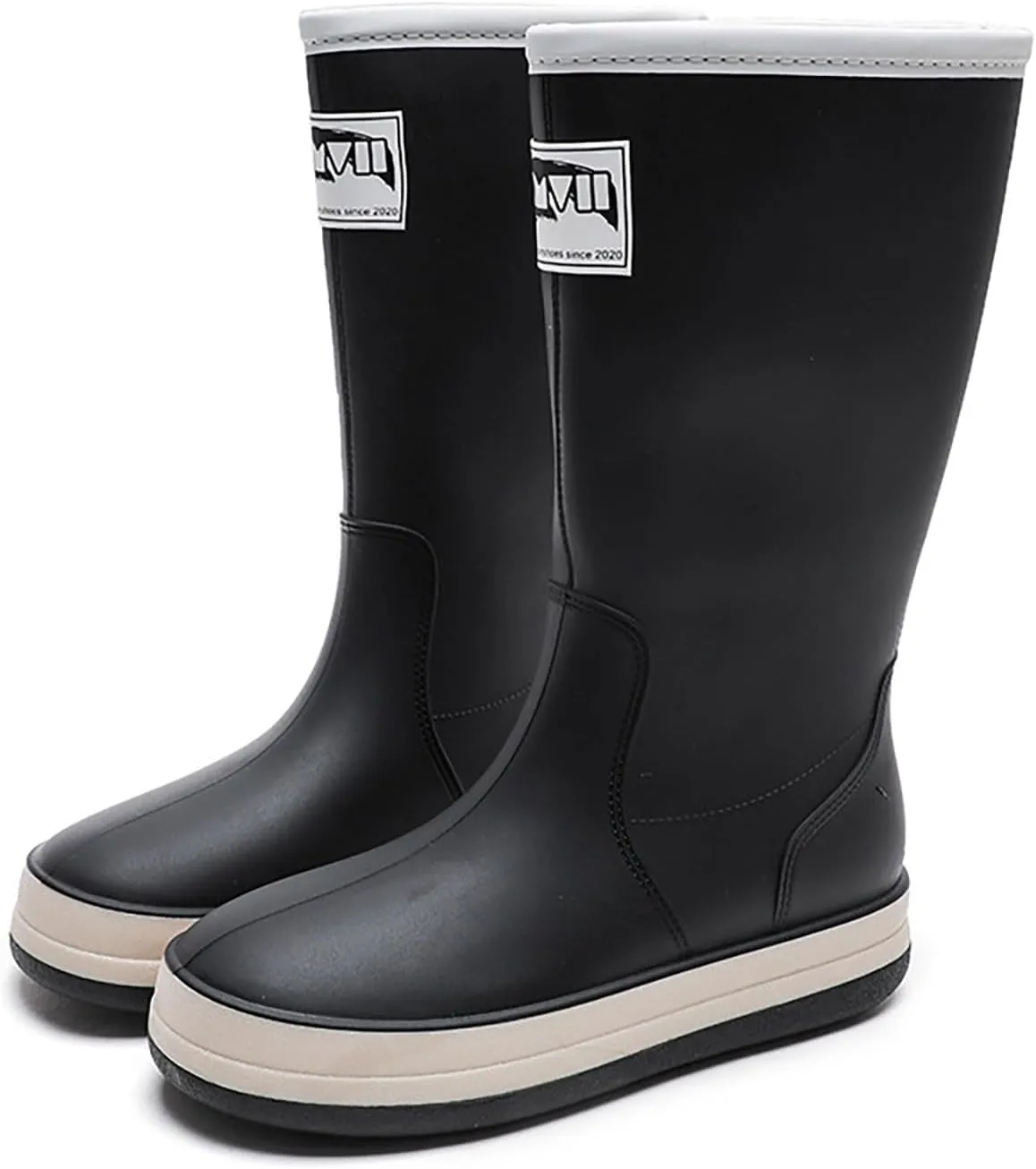 Rain Boots Women Tall Waterproof Mens Grounded Footwear Booties with Heel Non Slip Work Barefoot Shoes Mid Calf Rain Boots for Women,Waterproof Garden Knee High Boots