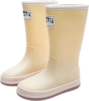 Rain Boots Women Tall Waterproof Mens Grounded Footwear Booties with Heel Non Slip Work Barefoot Shoes Mid Calf Rain Boots for Women,Waterproof Garden Knee High Boots