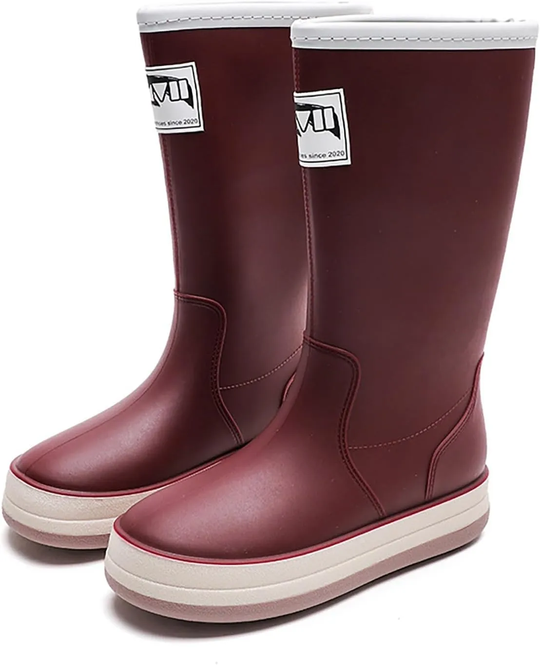 Rain Boots Women Tall Waterproof Mens Grounded Footwear Booties with Heel Non Slip Work Barefoot Shoes Mid Calf Rain Boots for Women,Waterproof Garden Knee High Boots