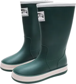 Rain Boots Women Tall Waterproof Mens Grounded Footwear Booties with Heel Non Slip Work Barefoot Shoes Mid Calf Rain Boots for Women,Waterproof Garden Knee High Boots