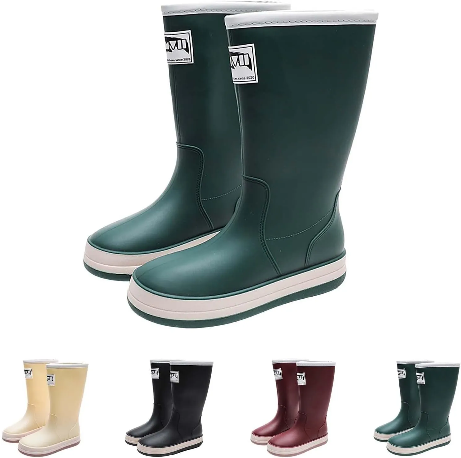 Rain Boots Women Tall Waterproof Mens Grounded Footwear Booties with Heel Non Slip Work Barefoot Shoes Mid Calf Rain Boots for Women,Waterproof Garden Knee High Boots