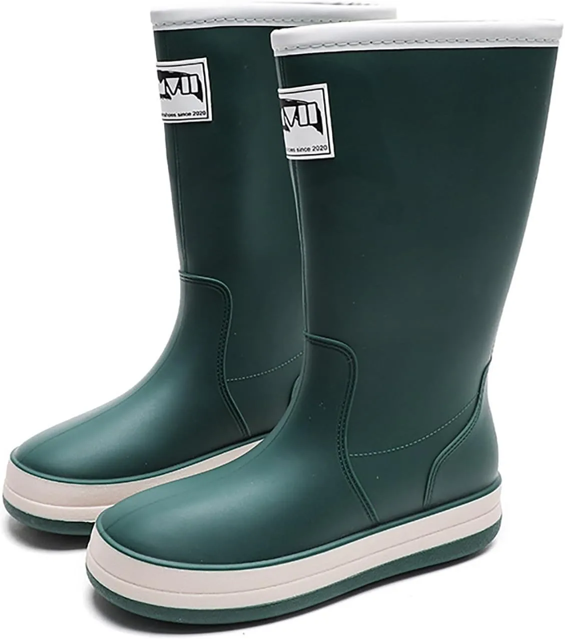 Rain Boots Women Tall Waterproof Mens Grounded Footwear Booties with Heel Non Slip Work Barefoot Shoes Mid Calf Rain Boots for Women,Waterproof Garden Knee High Boots
