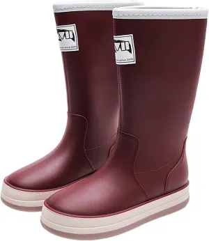 Rain Boots Women Tall Waterproof Mens Grounded Footwear Booties with Heel Non Slip Work Barefoot Shoes Mid Calf Rain Boots for Women,Waterproof Garden Knee High Boots