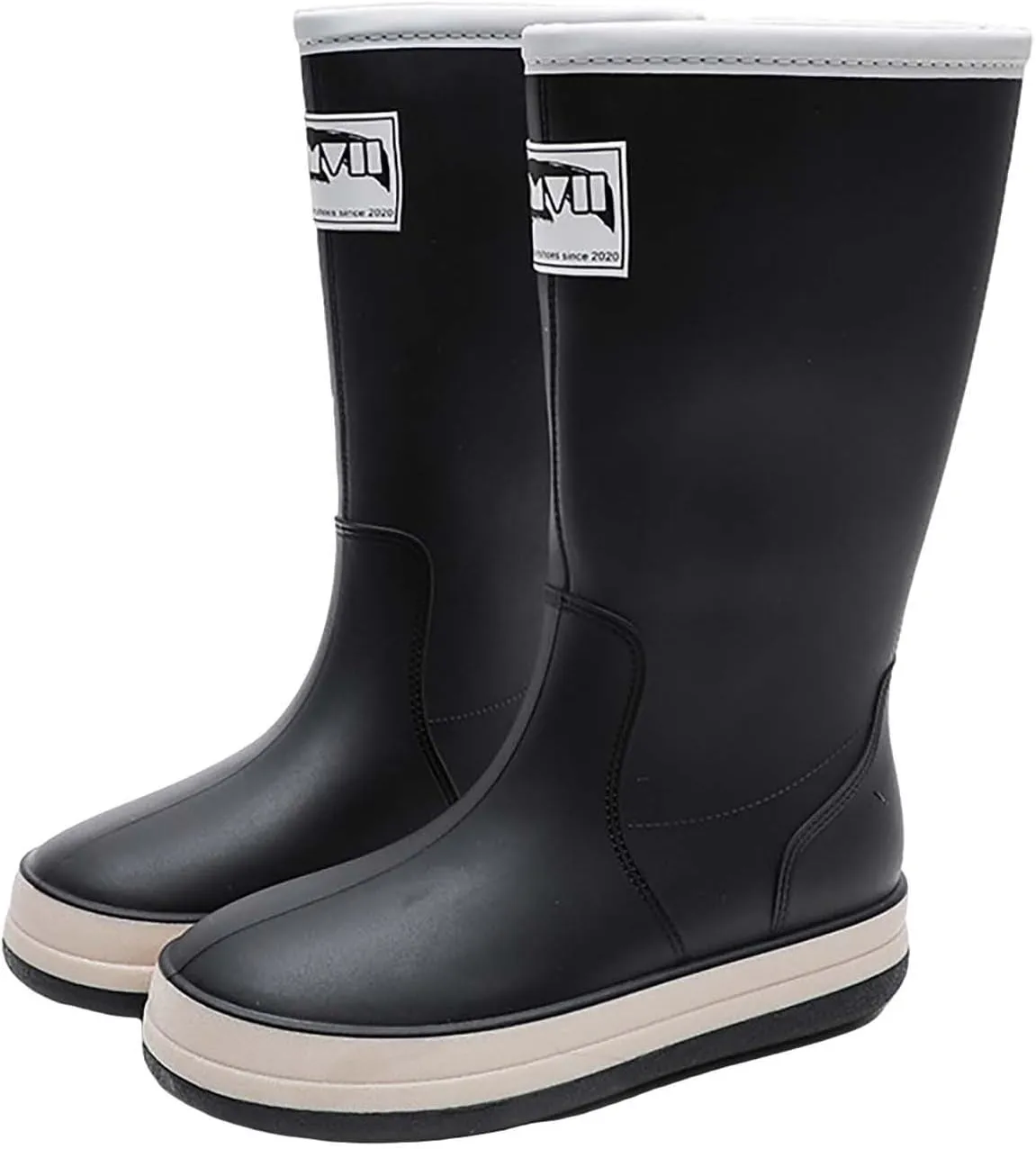Rain Boots Women Tall Waterproof Mens Grounded Footwear Booties with Heel Non Slip Work Barefoot Shoes Mid Calf Rain Boots for Women,Waterproof Garden Knee High Boots