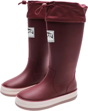 Rain Boots Women Tall Waterproof Mens Grounded Footwear Lace Up Fall Booties 2024 Low Heel Slip On Barefoot Shoes Women's Ankle Rain Boots Rubber Fishing Deck