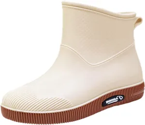 Rain Boots Women Wide Feet Mens Grounded Footwear Booties with Heel Slip On Barefoot Shoes Mens Rain Boots Slip On Non-Slip Rubber Waterproof Mens Boots Casual