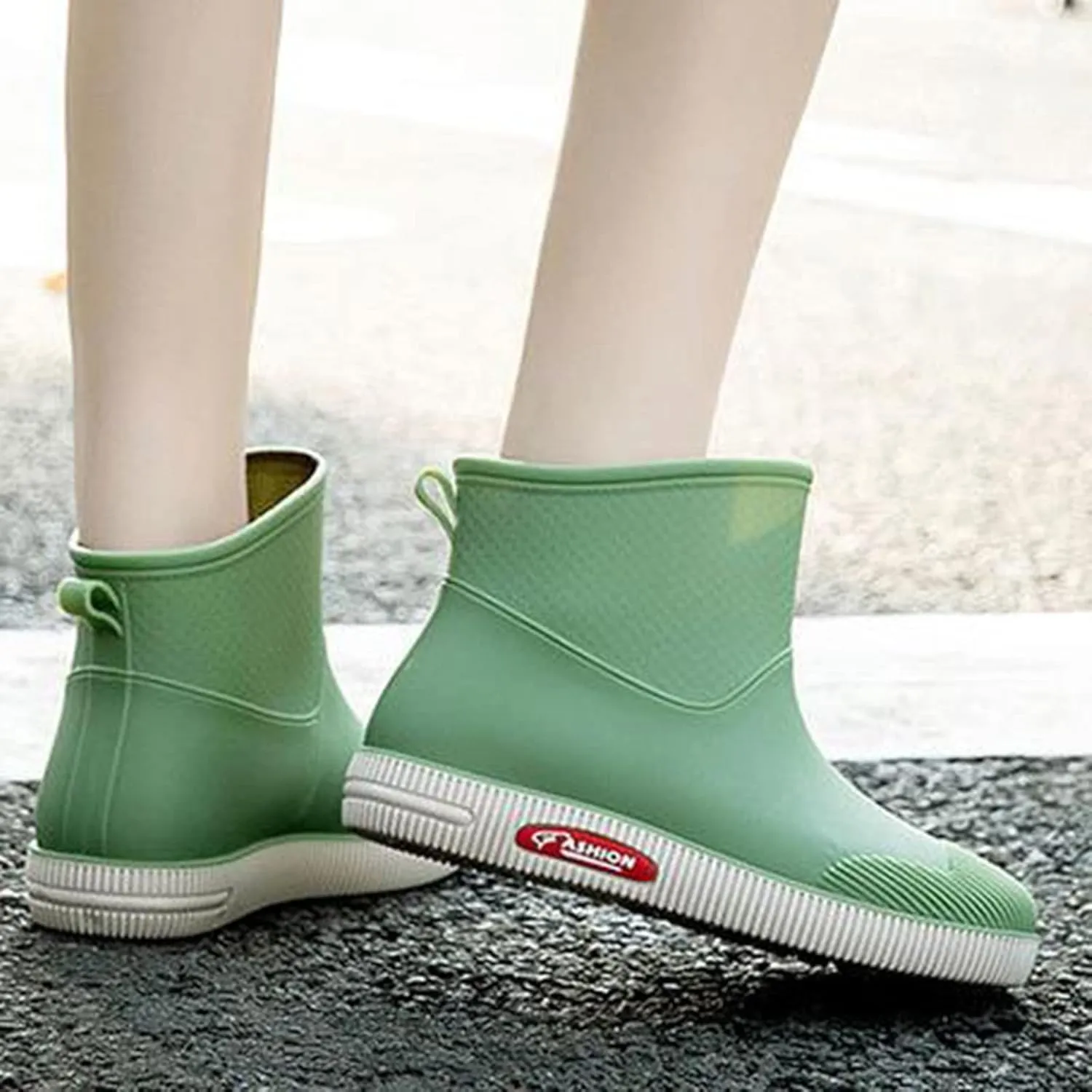 Rain Boots Women Wide Feet Mens Grounded Footwear Booties with Heel Slip On Barefoot Shoes Mens Rain Boots Slip On Non-Slip Rubber Waterproof Mens Boots Casual